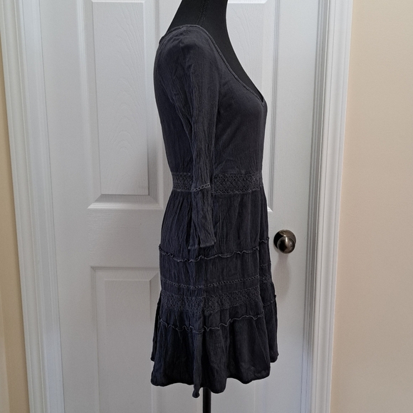 ❤️ American Eagle Outfitters Grey Dress Women's Small Crinkle 3/4 Sleeve - Picture 5 of 9